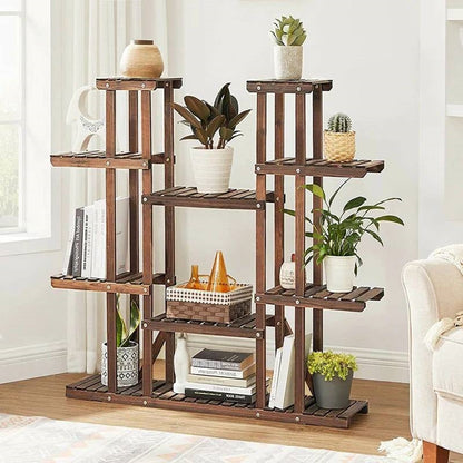 Solid Wood Indoor Outdoor 11-Tier Plant Stand-2