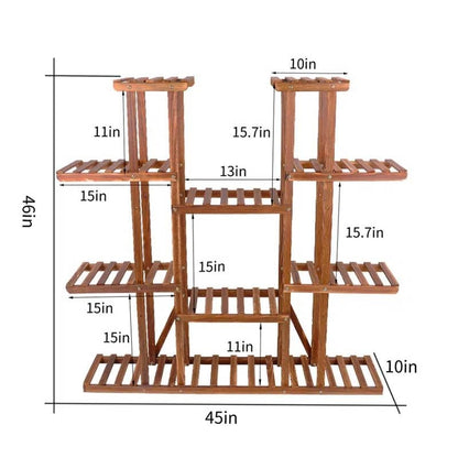 Solid Wood Indoor Outdoor 11-Tier Plant Stand-4